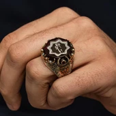 Hasbiyallah Yazılı Siyah Taşlı 925 Gümüş Yüzük thumbnail 5