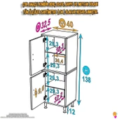 Modilayn OHBE 40x138x32,5 cm Ekstra Düzen İçin Kullanışlı 4 Kapak 4 Bölmeli Banyo Mutfak Dolabı - 4