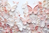 3D Pembe Kabartma Kelebek Duvar Kağıdı Baskı thumbnail 7