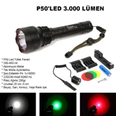 Profesyonel P50'Led 3.000 Lümen  Şarjlı Av Feneri Watton Wt-150 - 1