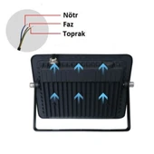 Slim Kasa LED Dış Mekan 200W Siyah Projektör 6500K 14200LM Yüksek Verimli Beyaz Işık - 4