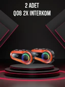 2 ADET Q08 2X 1000m Telsiz Mesafeli Özellikli 2 Kişi Bağlantılı Bluetooth Kask Kulaklık Ekranlı Fenerli Interkom - 1