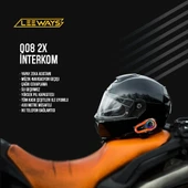 2 ADET Q08 2X 1000m Telsiz Mesafeli Özellikli 2 Kişi Bağlantılı Bluetooth Kask Kulaklık Ekranlı Fenerli Interkom - 2