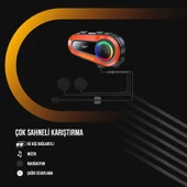 LEEWAYS Q08 2X 1000m Telsiz Mesafeli Özellikli 2 Kişi Bağlantılı Bluetooth Kask Kulaklık Ekranlı Fenerli Interkom - 4