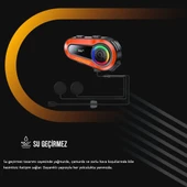 2 ADET Q08 2X 1000m Telsiz Mesafeli Özellikli 2 Kişi Bağlantılı Bluetooth Kask Kulaklık Ekranlı Fenerli Interkom - 7