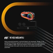 LEEWAYS Q08 2X 1000m Telsiz Mesafeli Özellikli 2 Kişi Bağlantılı Bluetooth Kask Kulaklık Ekranlı Fenerli Interkom - 3
