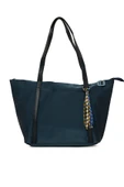 Bagmori Lacivert Renkli Püskül Detaylı Saten Tote Çanta thumbnail 1