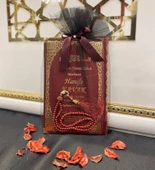 Tül Keseli İnci Tesbihli İsim Baskılı Ciltli Yasin Kitabı Kırmızı Renk thumbnail 1