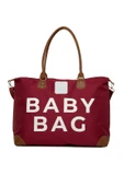 Bagmori Bordo Baby Bag Baskılı Garnili Anne Bebek Çantası - 1