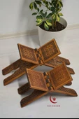 Kur’an-ı Kerim Rahlesi Selçuklu Desenli Model 2- Büyük Boy (18X65cm) Yakma İşçilikli - 4