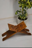 Kur’an-ı Kerim Rahlesi Selçuklu Desenli– Büyük Boy (18X65cm) Yakma İşçilikli - 4