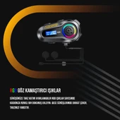 LEEWAYS Q08 5.3 Uyumlu Motosiklet Kask Kulaklık Intercom Işıklı Motorsiklet Interkom - 5