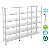 6 Katlı 3'lü Bitişik Paslanmaz Krom Raf - Inox Soğuk Oda Rafı, Buzhane Rafı  43x93 cm 150 cm 0.70 mm thumbnail 1