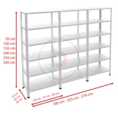 6 Katlı 3'lü Bitişik Paslanmaz Krom Raf - Inox Soğuk Oda Rafı, Buzhane Rafı  43x75 cm 150 cm 1.00 mm - 4