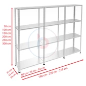 4 Katlı 3'lü Bitişik Paslanmaz Krom Raf - Inox Soğuk Oda Rafı, Buzhane Rafı  31x60 cm 200 cm 1.00 mm - 2