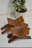Kur’an-ı Kerim Rahlesi Selçuklu Desenli Model 2- Büyük Boy (18X65cm) Yakma İşçilikli - 4