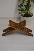 Kur’an-ı Kerim Rahlesi Selçuklu Desenli Model 2- Büyük Boy (18X65cm) Yakma İşçilikli - 3