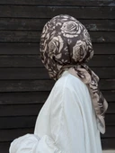 Pamuklu Soft Roza Desen Eşarp-Vizon - 4