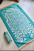 Çini Desenli İpek Dokulu Keseli Seccade Turkuaz thumbnail 3
