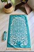 Çini Desenli İpek Dokulu Keseli Seccade Turkuaz thumbnail 1