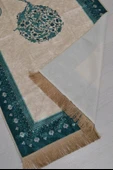 Pratik ve Taşınabilir İpek Dokulu Mihrap Desenli Çantalı Seccade Turkuaz thumbnail 4