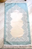 Astarlı Çeyizlik Saten Seccade Mavi - 4