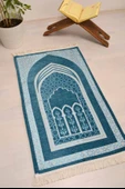 Mihrap Desenli Astarlı Seccade Turkuaz - 5