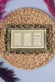 Kapı Üstü Üçlü Tablo Ayetel Kürsi- Nazar Duası- Bereket Duası Gold - 2