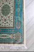 Halı Desenli İpek Dokulu Keseli Seccade Turkuaz thumbnail 3