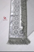 Özel Kutulu Hediyelik Lüks Kadife Dokuma Seccade ve Kristal Tesbih Seti Füme - 5