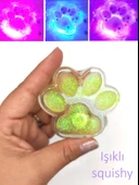 Işıklı Simli Şeffaf Pati Squishy Taba Sukuşi Yumuşacık 6 cm Pati Sukuşi - Sarı - 1