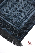 Özel Kutulu Hediyelik Lüks Kadife Dokuma Seccade ve Kristal Tesbih Seti Siyah - 4