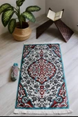 Halı Desenli İpek Dokulu Keseli Seccade Çok Renkli thumbnail 1