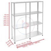 4 Katlı Duble Paslanmaz Krom Raf - Inox Soğuk Oda Rafı, Buzhane Rafı  31x60 cm 150 cm 1.00 mm thumbnail 2