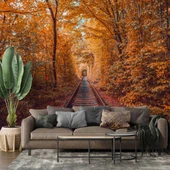 Sonbahar Demir yolu Tren Manzara Duvar Kağıdı Baskı thumbnail 1