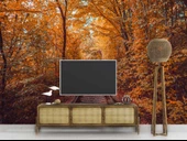 Sonbahar Demir yolu Tren Manzara Duvar Kağıdı Baskı thumbnail 3