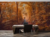 Sonbahar Demir yolu Tren Manzara Duvar Kağıdı Baskı thumbnail 4