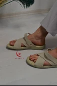 Erkek Çapraz Model Yumuşak Taban Sandalet Bej–Hac Umre ve Günlük Kullanıma Uygun thumbnail 3