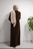 Medine İpeği Elbise Kahverengi thumbnail 5