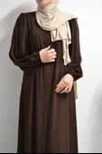 Medine İpeği Balon Kol Ferace Kahverengi thumbnail 4