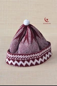 Kırçıllı Triko Örme Hacı Takkesi Bordo - 4