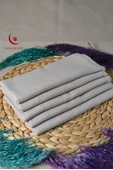 Flamlı Kare Pamuklu Eşarp Bej 5 Adet - 5