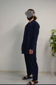 Afgan Model Pamuklu Keten Erkek Takım Lacivert– Rahat Kalıp thumbnail 3