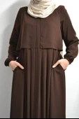 Medine İpeği Cepken Model Ferace Kahverengi thumbnail 1