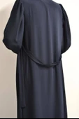 Medine İpeği Balon Kol Ferace Lacivert thumbnail 3