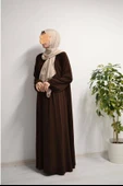 Medine İpeği Elbise Kahverengi thumbnail 6