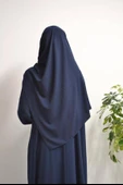 Medine İpeği Kendinden Şallı Ferace Lacivert thumbnail 3