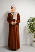 Medine İpeği Elbise Kiremit - 2
