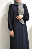 Medine İpeği Balon Kol Ferace Lacivert thumbnail 6