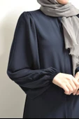 Medine İpeği Balon Kol Ferace Lacivert thumbnail 4